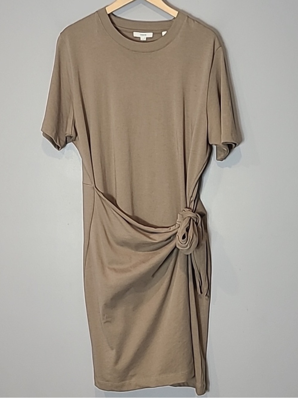 Vince Taupe Knot-Side Mini Dress